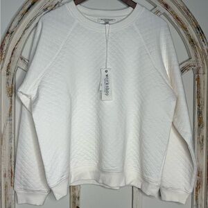 Workshop Republic Clothing White Quilted Sweatshirt- Sz Medium- NWT